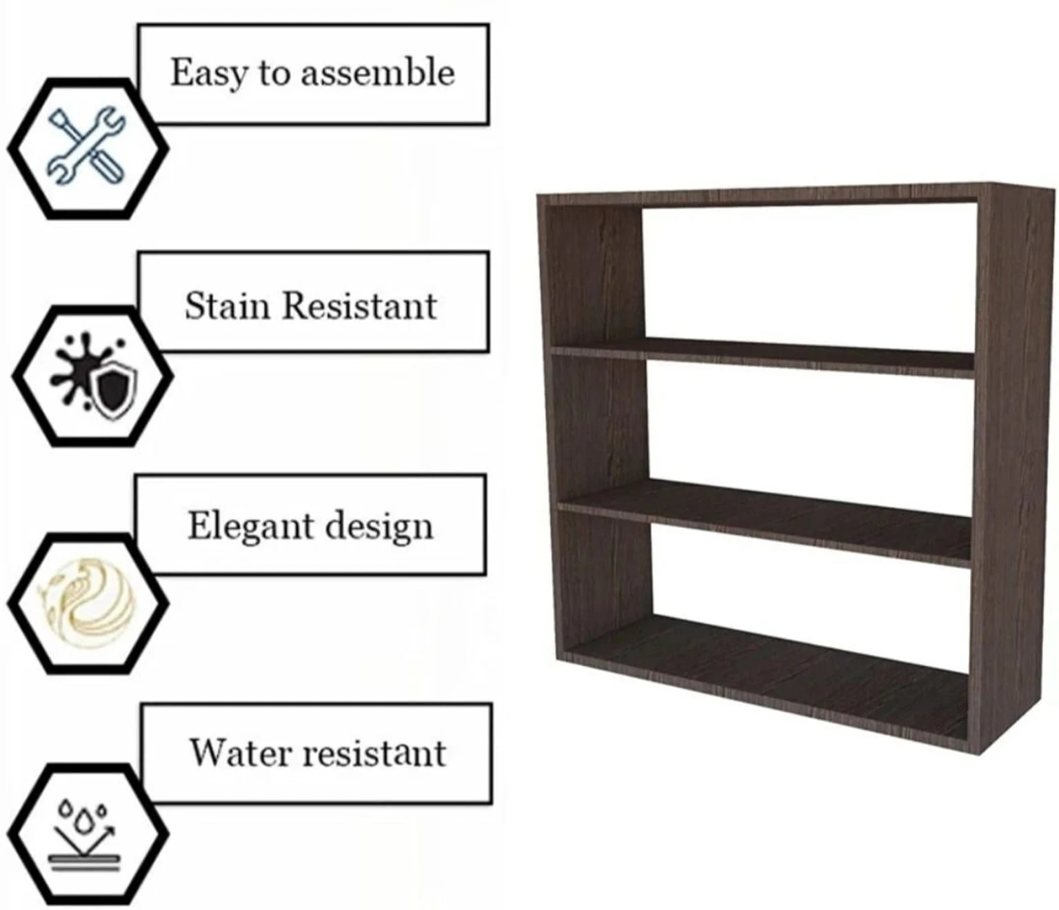 Containers Kitchen Rack Ana Craft Premium MDF Wall-Mounted Multipurpose Rack - 3 Tier Storage Organizer Wood - Image 3