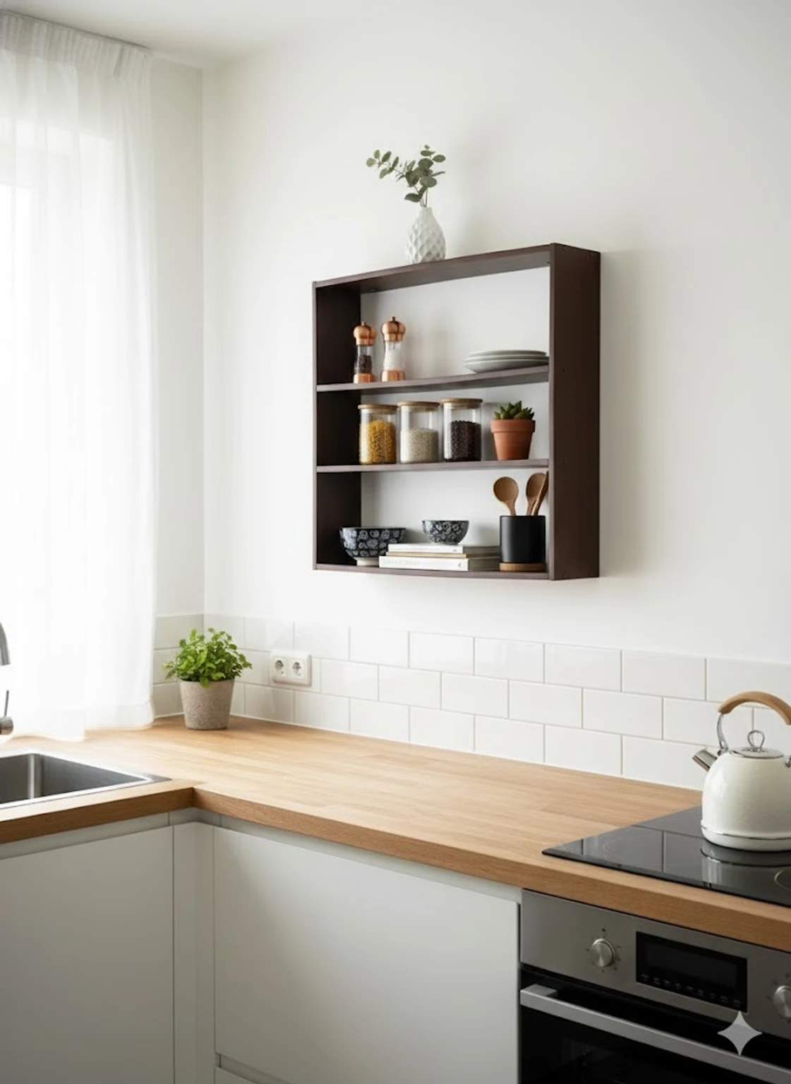 Containers Kitchen Rack Ana Craft Premium MDF Wall-Mounted Multipurpose Rack - 3 Tier Storage Organizer Wood