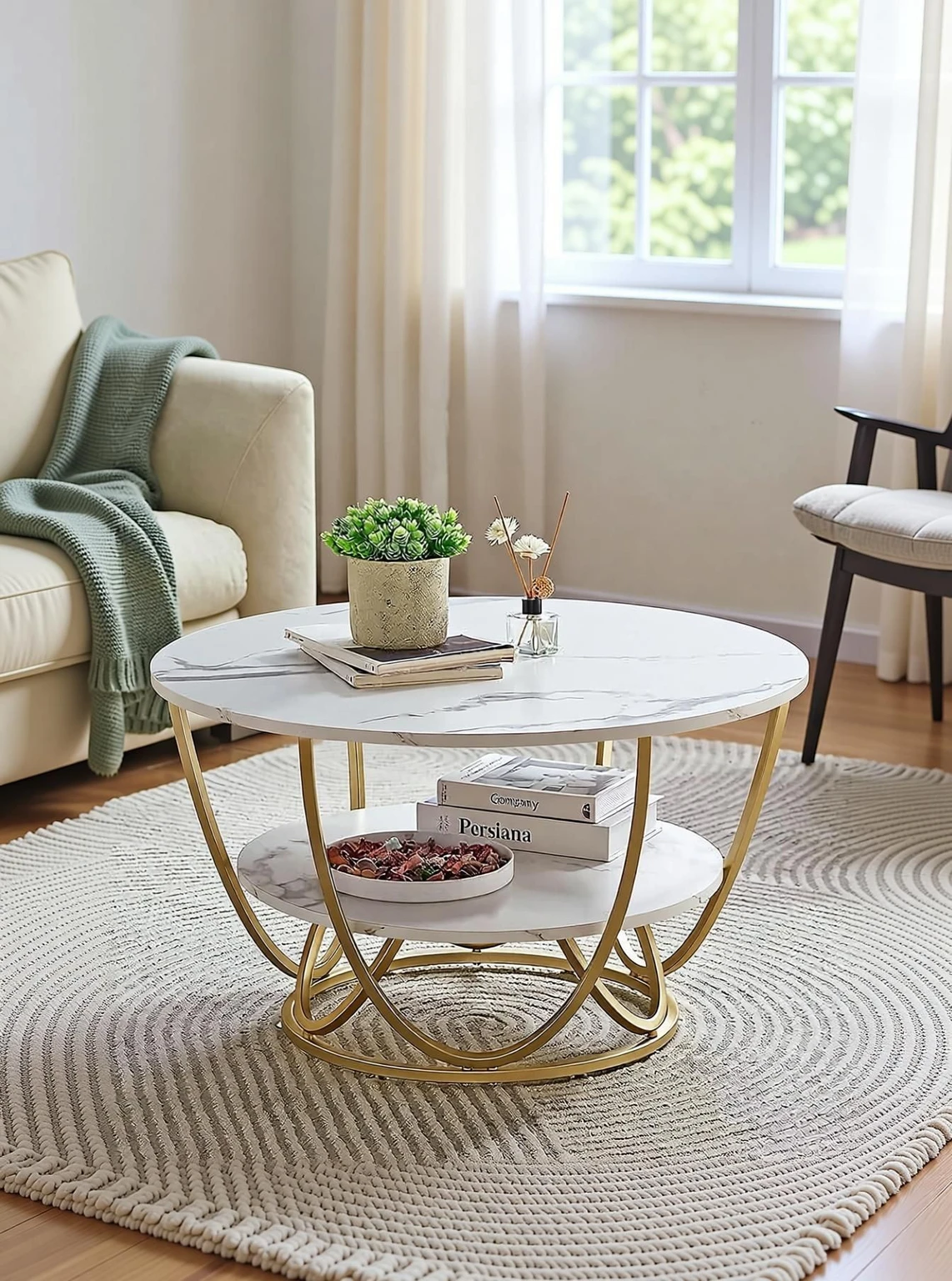 Metal coffe table ( Finish Color - Gold, Pre-assembled ) - Image 2